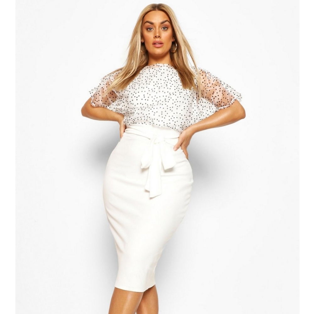 Plus Heart Organza Blouson Midi Dress